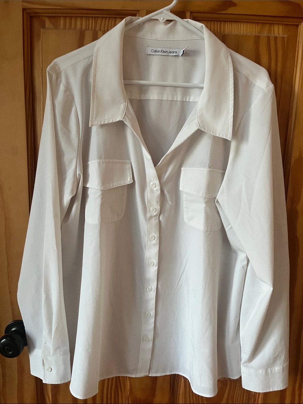 Calvin Klein Jeans White Long-Sleeve Button Shirt Size XXL TTG